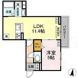 グラナーデ堤通 1LDKの間取図画像