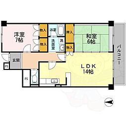 リヴィエールレジョン 2LDKの間取図画像