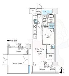 フロンティアレジデンス錦糸公園 2LDKの間取図画像