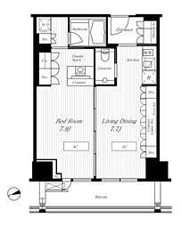 アクシア麻布 1LDKの間取図画像