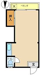 京急空港線 大鳥居駅 徒歩16分の賃貸マンション 2階ワンルームの間取り