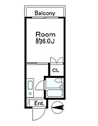 ハイタウン川崎 1Kの間取図画像