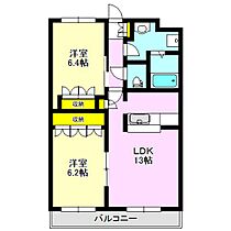 アプリコット 206 ｜ 群馬県高崎市中里見町（賃貸アパート2LDK・2階・57.33㎡） その2