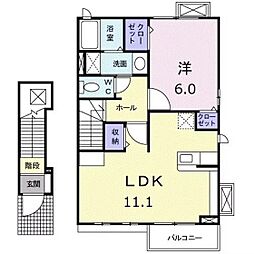 アンジュ 2階1LDKの間取り