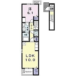 カメリアＢ 2階1LDKの間取り