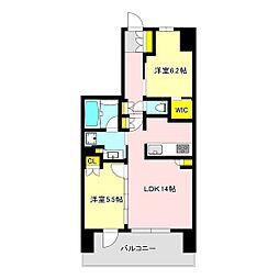 プラウド高崎あら町　305 305 3階2LDKの間取り