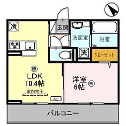 D-ROOM歌川町 1LDKの間取図画像