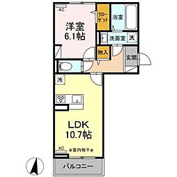 スリーライン高崎 1LDKの間取図画像