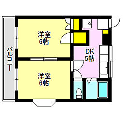 ステップアップホームモンパレス吉井2号館 2DKの間取図画像