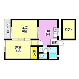 ベルハイム 2DKの間取図画像