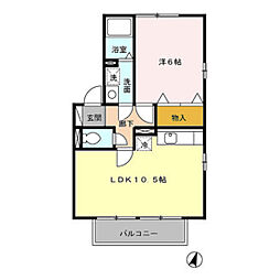 エル古城2 1LDKの間取図画像