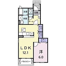 ひまわりA 1LDKの間取図画像