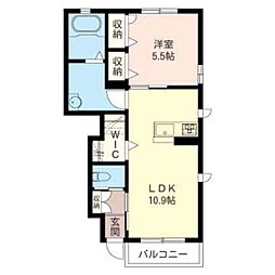 ブリリアントB 1LDKの間取図画像