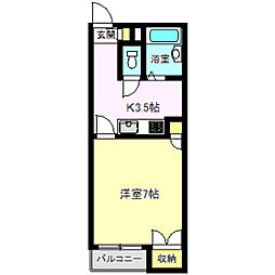 シティーハイツ石原 1Kの間取図画像