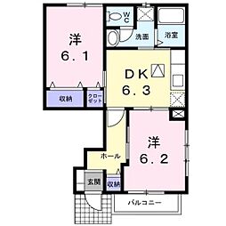 サンリット 2DKの間取図画像