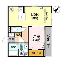 la chance和田町 1LDKの間取図画像