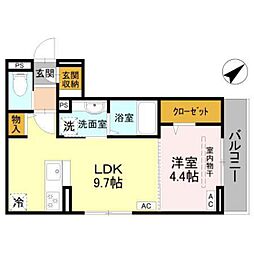 la chance和田町 1LDKの間取図画像
