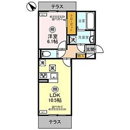 D-ROOM歌川町 1LDKの間取図画像