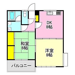 セゾンマツシマ1 2DKの間取図画像