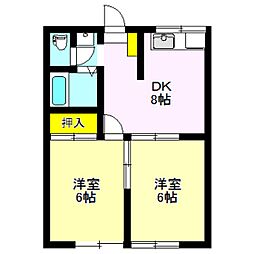 エステートピアF 2DKの間取図画像