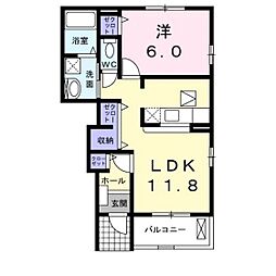 フェリーチェ2 1LDKの間取図画像