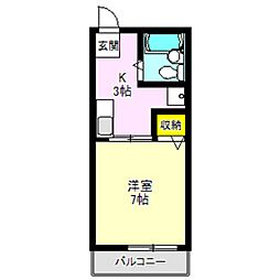 サニーハイツ 1Kの間取図画像