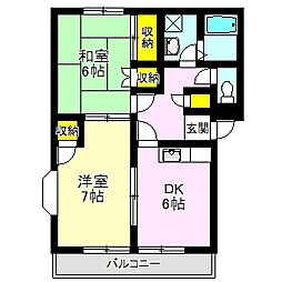 ディアコート 2DKの間取図画像