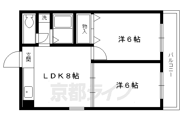 サングリエ広小路 201｜京都府京都市上京区東桜町(賃貸マンション2LDK・2階・43.00㎡)の写真 その2