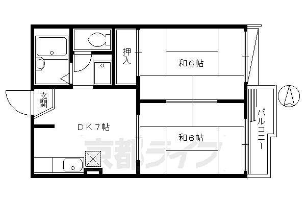 ファミール嵯峨野 205｜京都府京都市右京区嵯峨野東田町(賃貸アパート2DK・2階・35.00㎡)の写真 その2