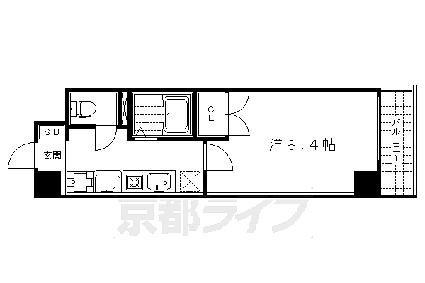 京都府京都市下京区立中町(賃貸マンション1K・7階・27.14㎡)の写真 その2