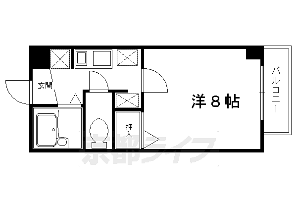 エル・カーサー 409｜京都府京都市右京区太秦上ノ段町(賃貸マンション1K・4階・25.44㎡)の写真 その2