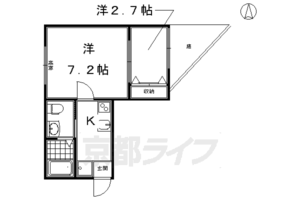 京都府京都市南区西九条藤ノ木町(賃貸マンション2K・1階・25.48㎡)の写真 その2