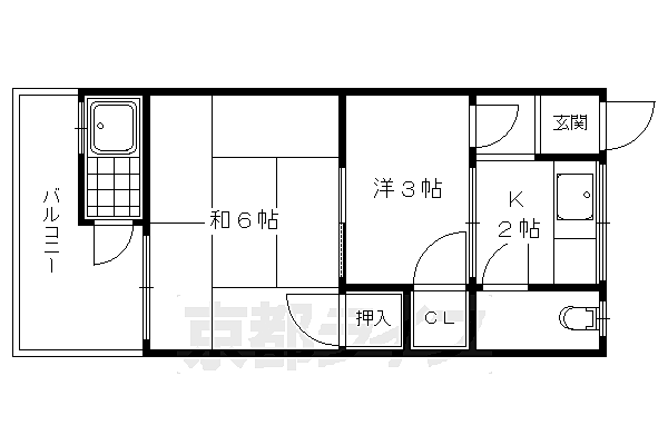 松尾橋ハイツ 101｜京都府京都市右京区梅津中倉町(賃貸アパート2K・1階・24.30㎡)の写真 その2