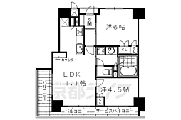 アベニール三条油小路 4階2LDKの間取り