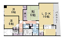 グランクール河原町二条 8階3LDKの間取り