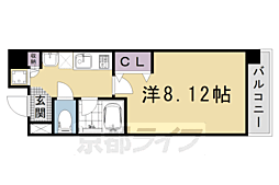 京都市営烏丸線 五条駅 徒歩10分の賃貸マンション 12階1Kの間取り