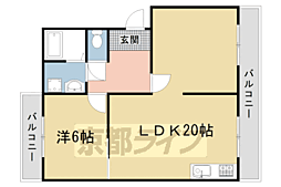 メゾン太秦 4階1LDKの間取り