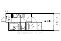 JR東海道・山陽本線 西大路駅 徒歩20分の賃貸マンション 2階1Kの間取り