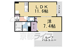 グリーンパーク西院 4階1LDKの間取り