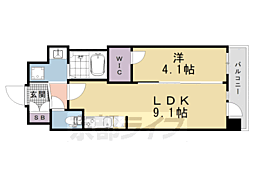 京都市営烏丸線 十条駅 徒歩4分の賃貸マンション 5階1LDKの間取り