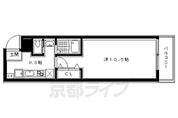 京阪本線 清水五条駅 徒歩3分の賃貸マンション 2階1Kの間取り
