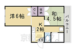 JR山陰本線 梅小路京都西駅 徒歩5分の賃貸マンション 2階2DKの間取り