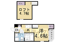 近鉄京都線 十条駅 徒歩12分の賃貸アパート 1階1Kの間取り