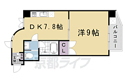 京都市営烏丸線 五条駅 徒歩8分の賃貸マンション 4階1DKの間取り