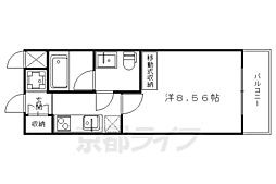 エクセレント二条城北 2階1Kの間取り