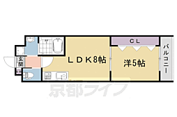 ＡＲＣＡ嵯峨嵐山 307 3階1LDKの間取り
