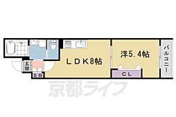 ARCA嵯峨嵐山 1LDKの間取図画像