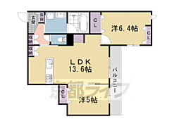 嵯峨広沢南下馬野町ヘーベルメゾン 203 2階2LDKの間取り