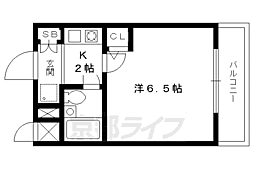 ＤＥＴＯＭ‐1西陣ＰＡＲＴIII 2階1Kの間取り