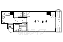 ブランネージュ四条大宮 5階1Kの間取り